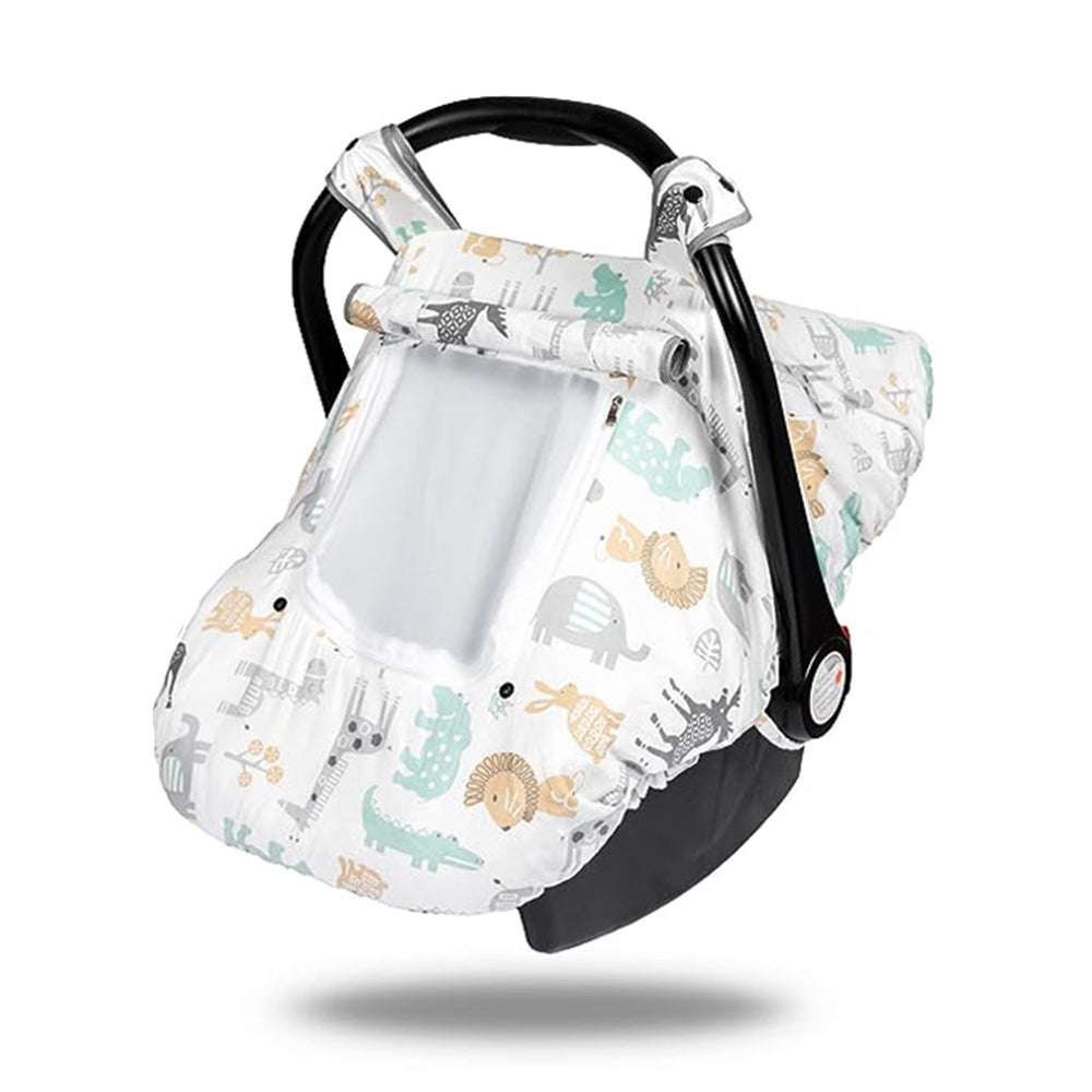 Minky Baby Car Seat Cover - White Animal