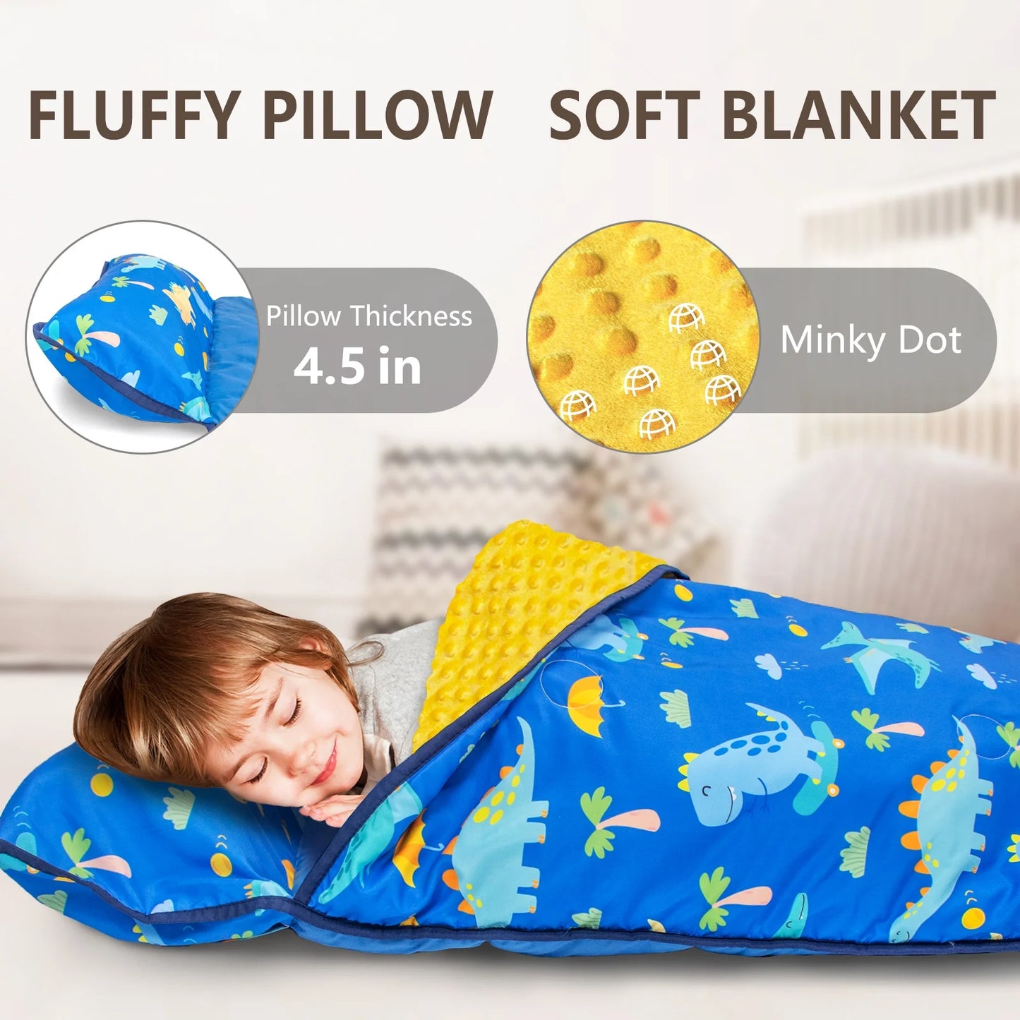 PRIMLECT Extra Large Nap Mat - Blue Dinosaurs