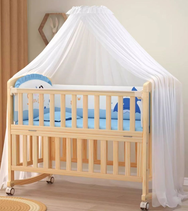 Baby Crib, Multi-functional Bed, Solid Wood Patchwork Queen Size Bed