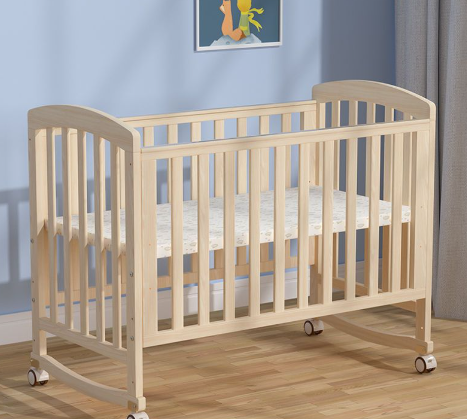Baby Crib, Multi-functional Bed, Solid Wood Patchwork Queen Size Bed