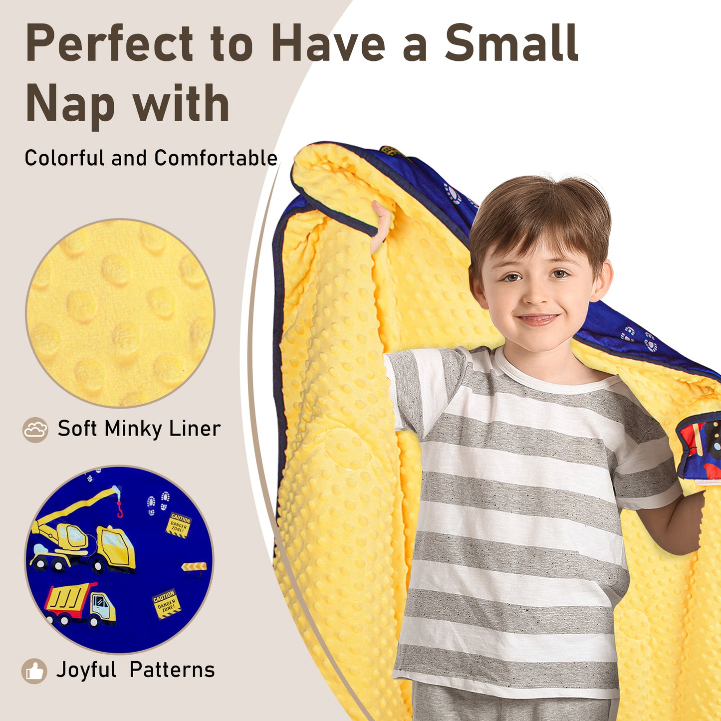 PRIMLECT Nap Mat with Removable Blanket - Navy Blue Excavator