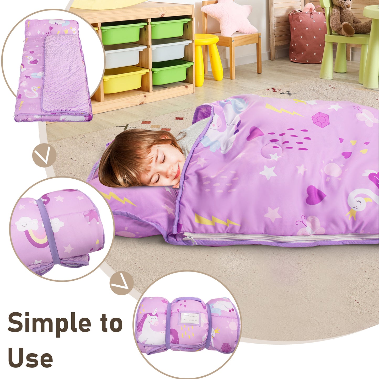 PRIMLECT Nap Mat with Removable Blanket - Swan Unicorn