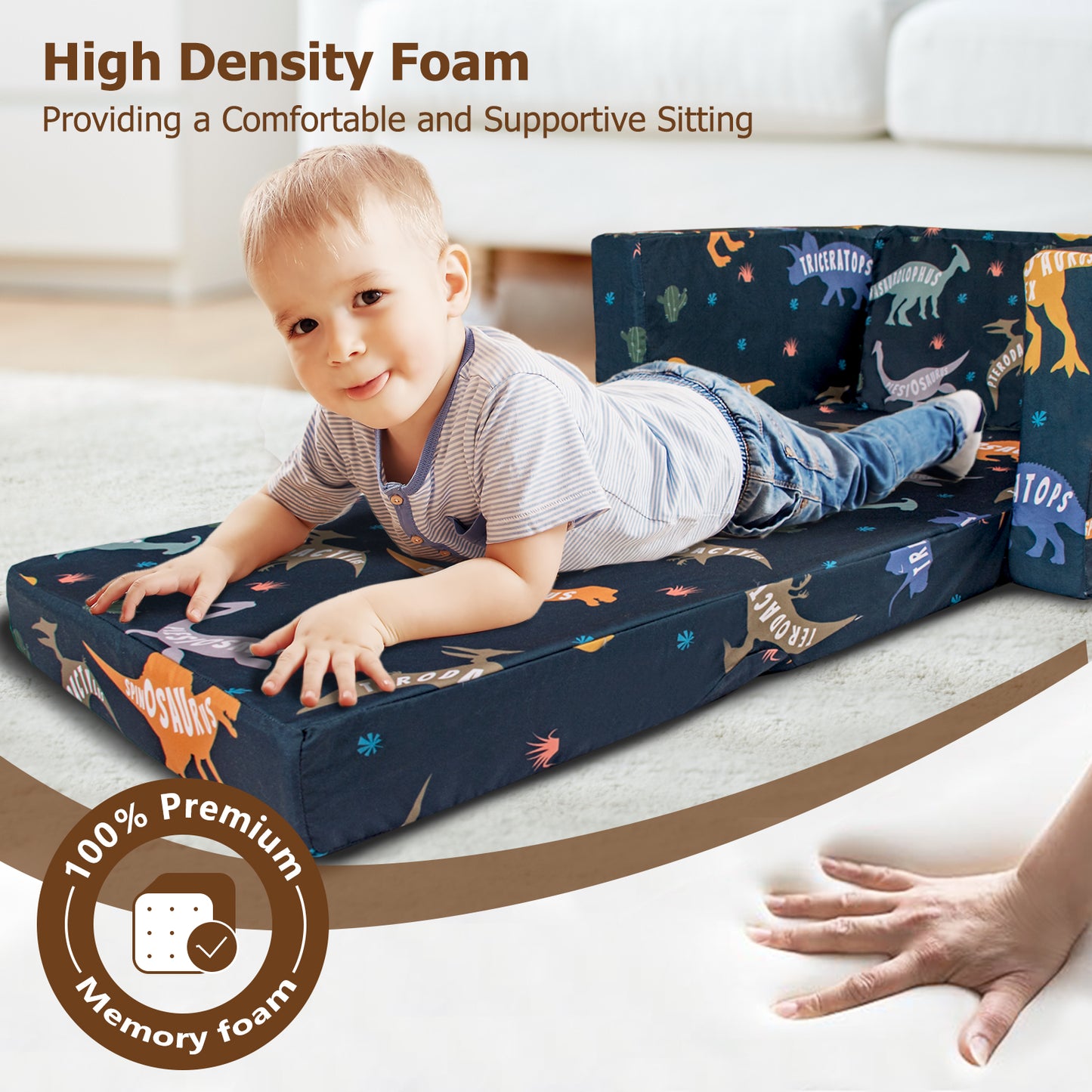 PRIMLECT Kids Sofa - Black Dinosaur