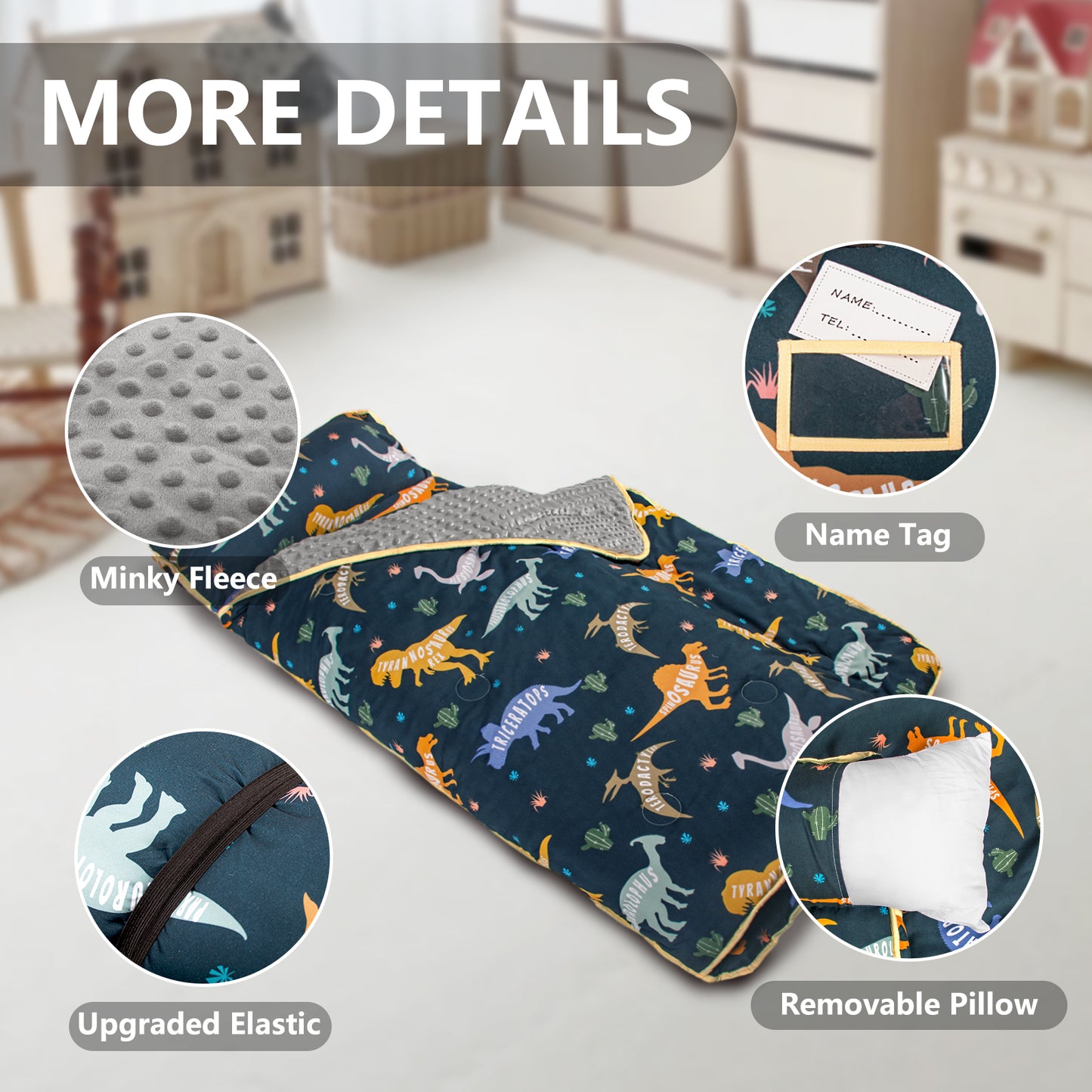 PRIMLECT Ultra Soft Nap Mat - Green Dinosaurs