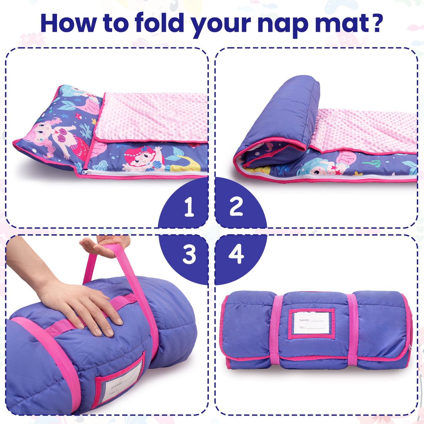Primlect Detachable Blanket Nap Mat - Purple Mermaids