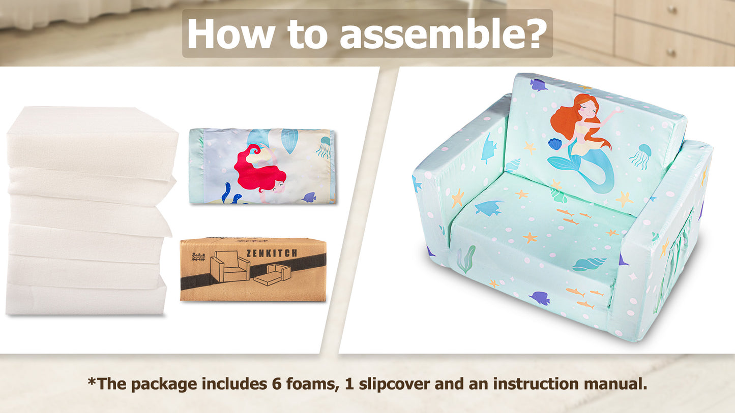PRIMLECT Kids Sofa - Blue Dinosaur