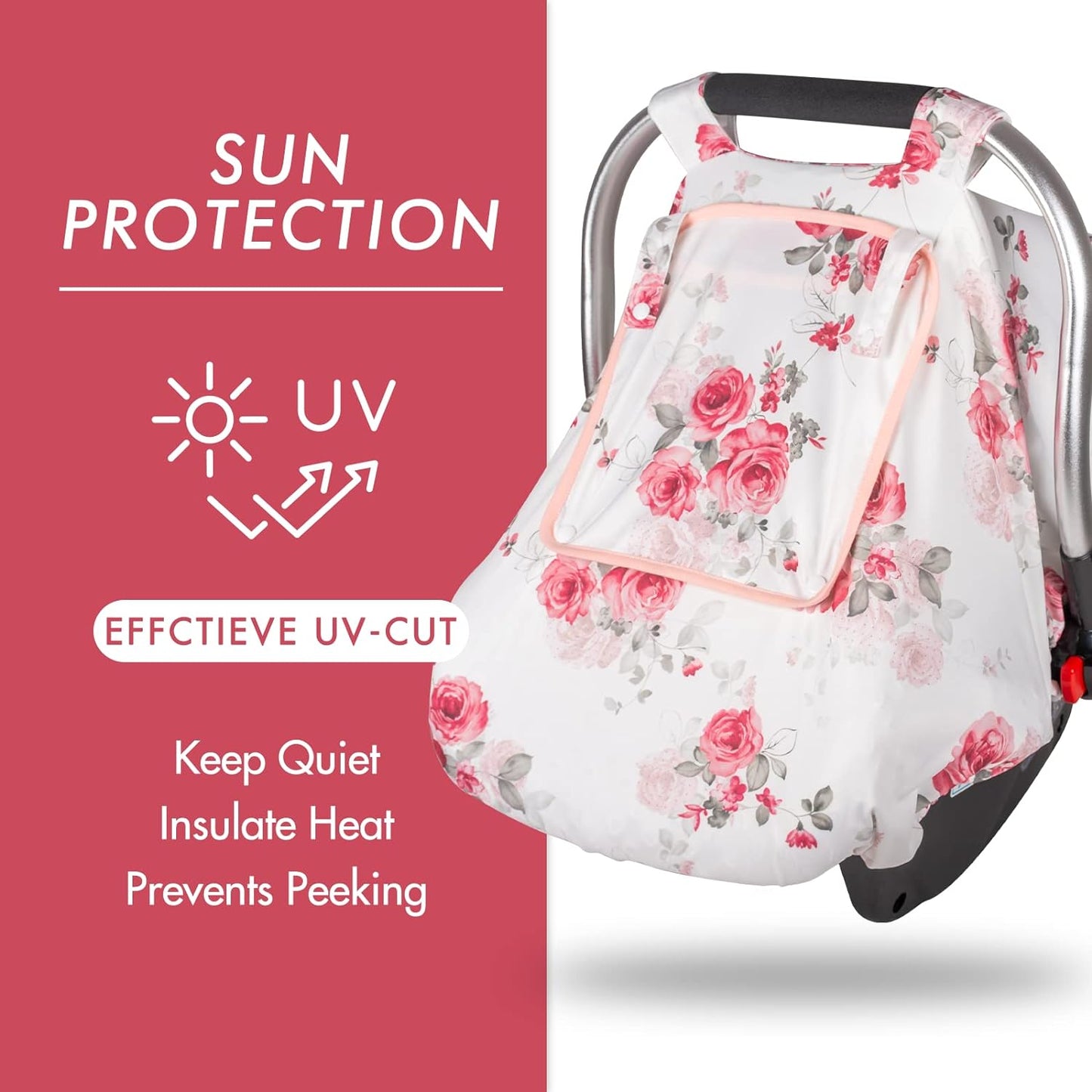 PRIMLECT Baby Car Seat Cover - Pink Flower