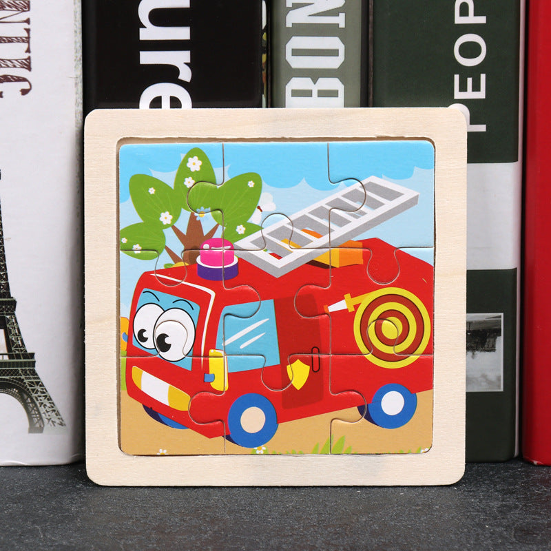 Primlect Wooden Cartoon Pattern Puzzle 9 Pieces (Traffic)