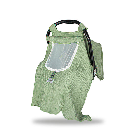 Muslin Baby Car Seat Cover - Green