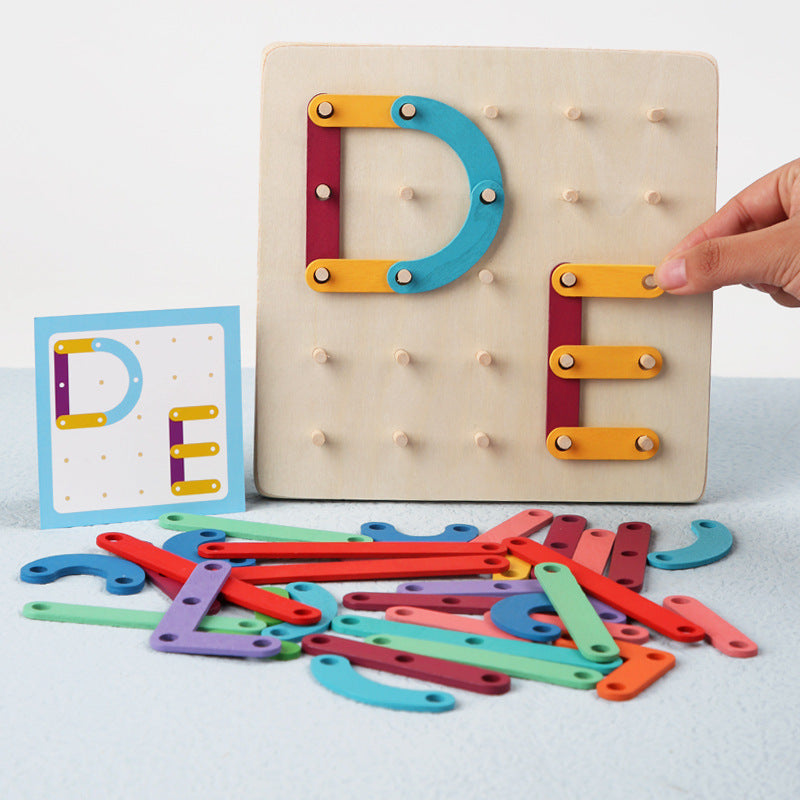 Wooden Nail Board Puzzle for Toddlers 3-6 – Montessori Educational Toy for Hand-Eye Coordination & Logical Thinking