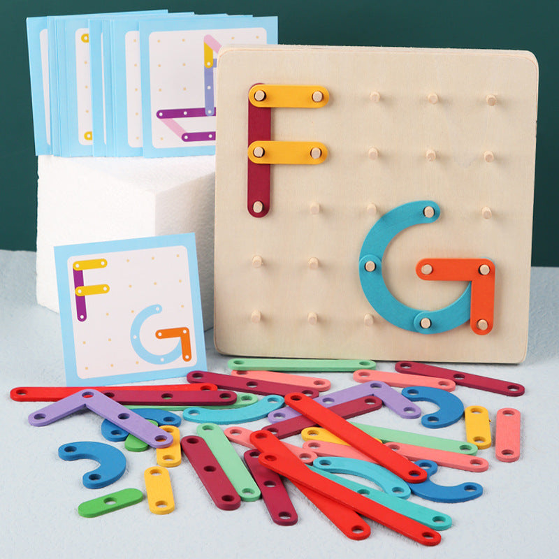 Wooden Nail Board Puzzle for Toddlers 3-6 – Montessori Educational Toy for Hand-Eye Coordination & Logical Thinking