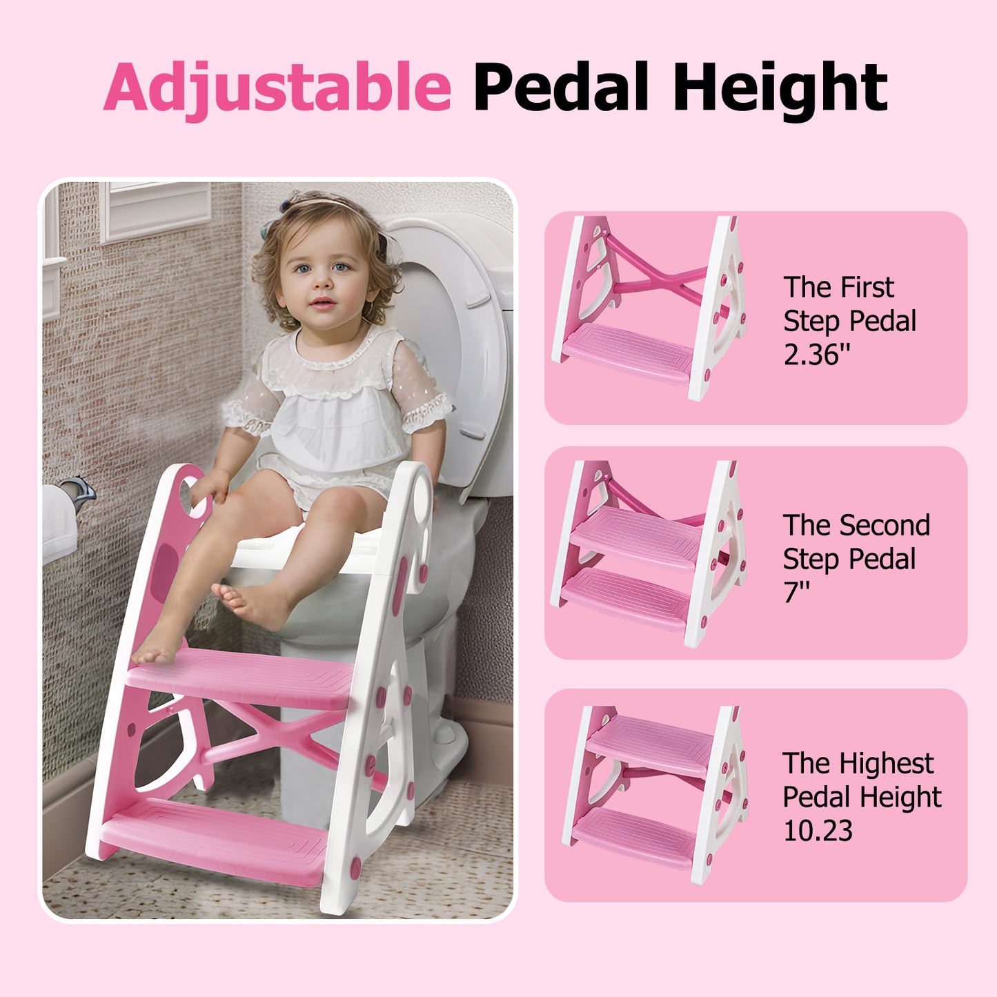 PRIMLECT Potty Training Toilet Seat & Toddler Step Stool - Pink