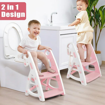 PRIMLECT Potty Training Toilet Seat & Toddler Step Stool - Light Pink