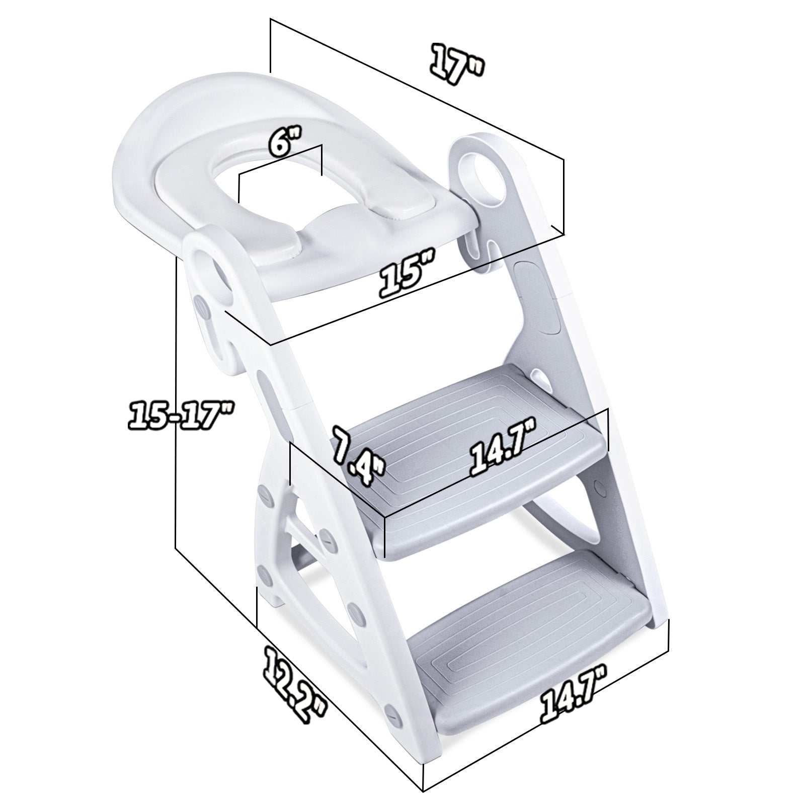 PRIMLECT Potty Training Toilet Seat & Toddler Step Stool - Grey