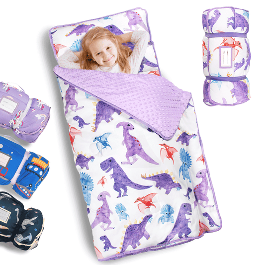 PRIMLECT  Ultra Soft Nap Mat - Purple Dinosaurs