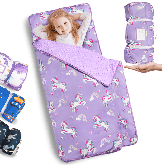 PRIMLECT  Ultra Soft Nap Mat - Purple Unicorns