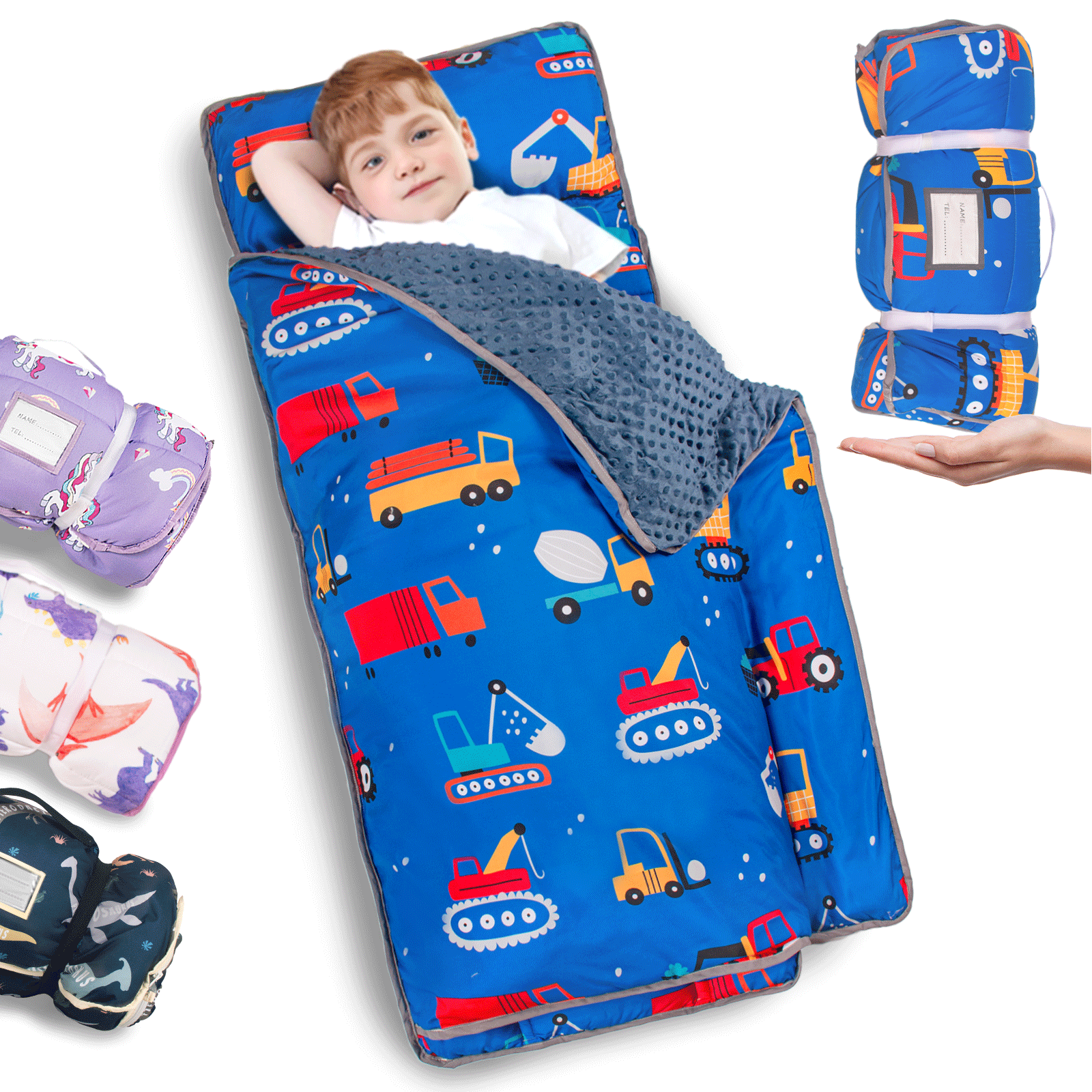 PRIMLECT  Ultra Soft Nap Mat - Blue Cars