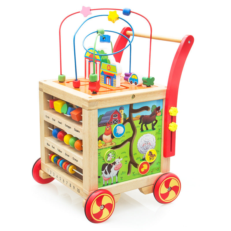 PRIMLECT Wooden Baby Activity Cube Walker