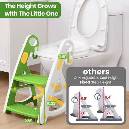 PRIMLECT Potty Training Toilet Seat & Toddler Step Stool - Green Yellow