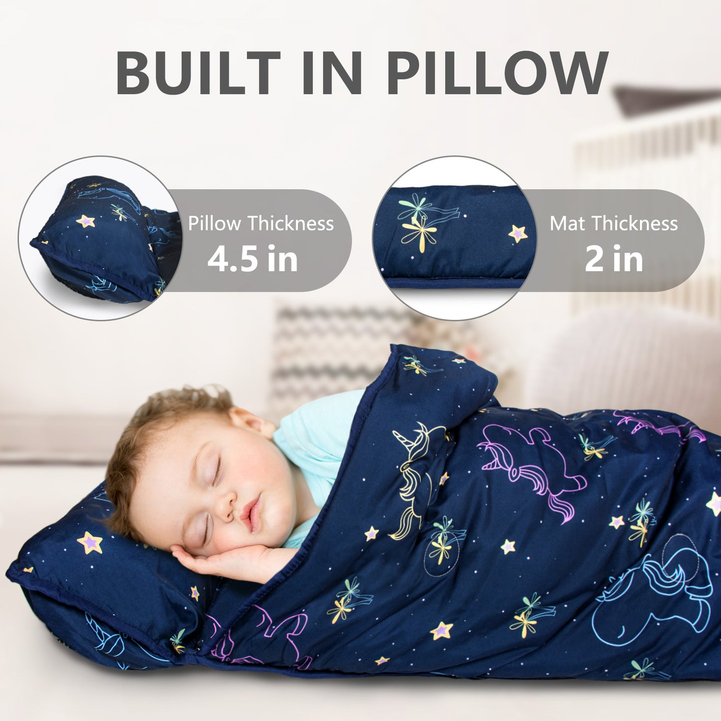 PRIMLECT Regular Nap Mat - Blue Unicorn