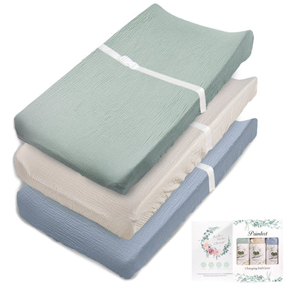 PRIMLECT Muslin Changing Pad Cover- Blue Green