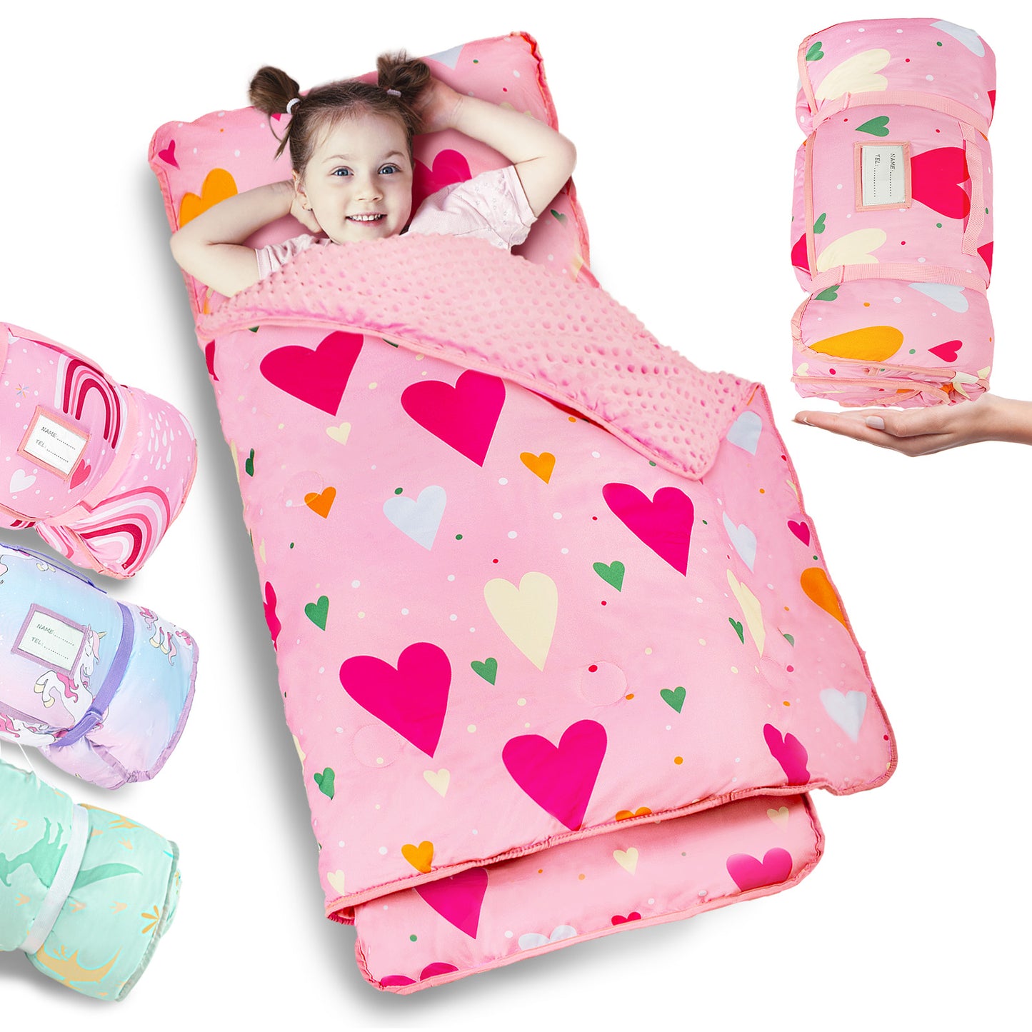 PRIMLECT Regular Nap Mat - Pink Hearts