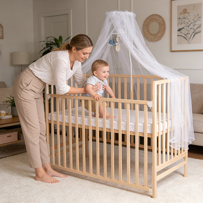 Baby Crib, Multi-functional Bed, Solid Wood Patchwork Queen Size Bed