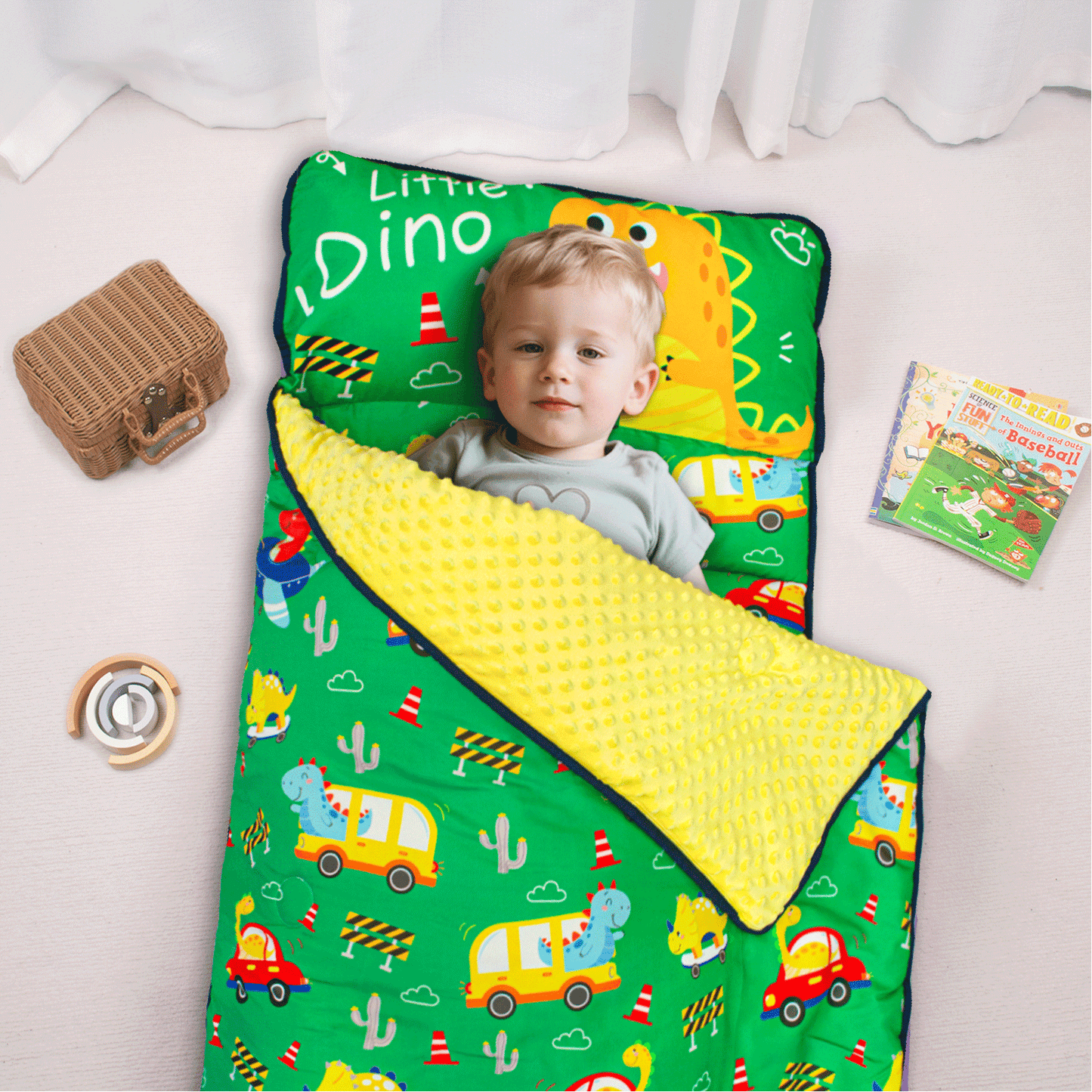 PRIMLECT Regular Nap Mat - Green Dinosaur