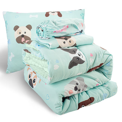 Primlect Baby Crib Bedding Set for Boy Girls-Green Puppies