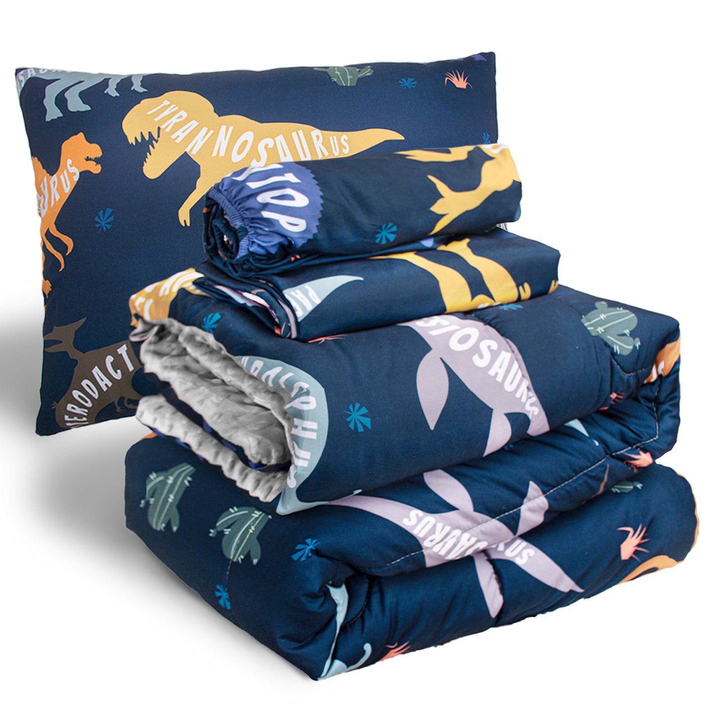 Primlect Baby Crib Bedding Set for Boy Girls-Black Dinosaurs