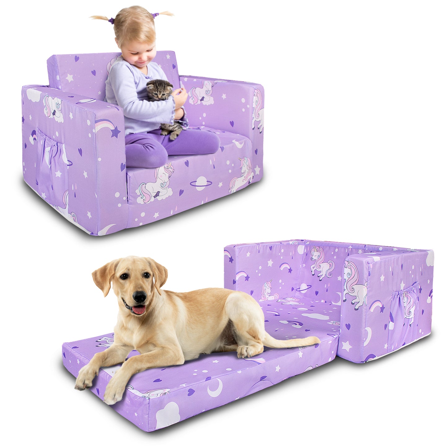 PRIMLECT Kids Sofa - Purple Unicorn