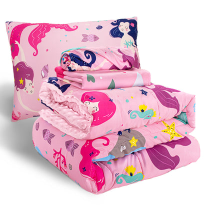 Primlect Baby Crib Bedding Set for Boy Girls-Pink Mermaid