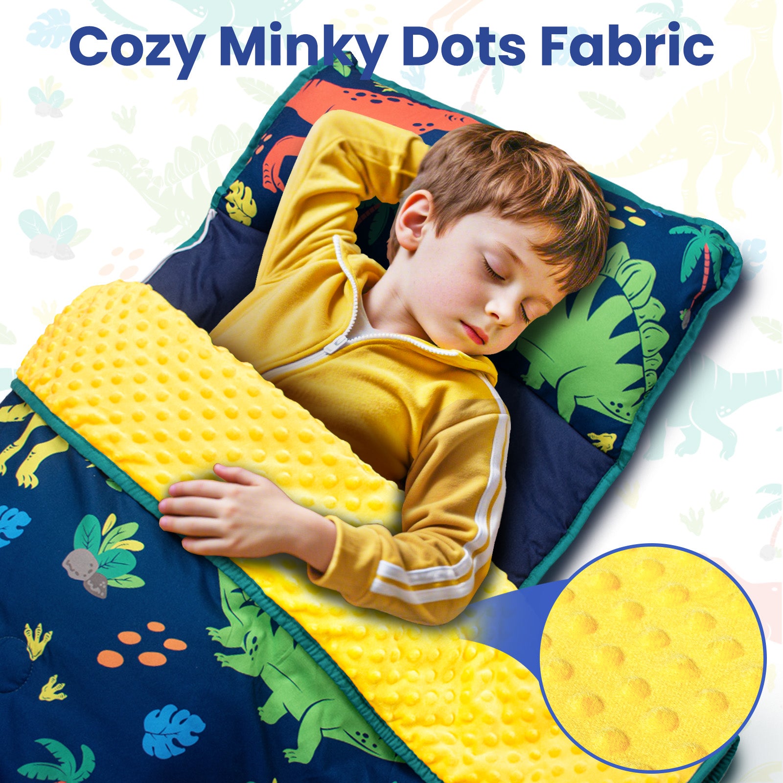 Primlect Detachable Blanket Nap Mat - Blue Dinosaurs