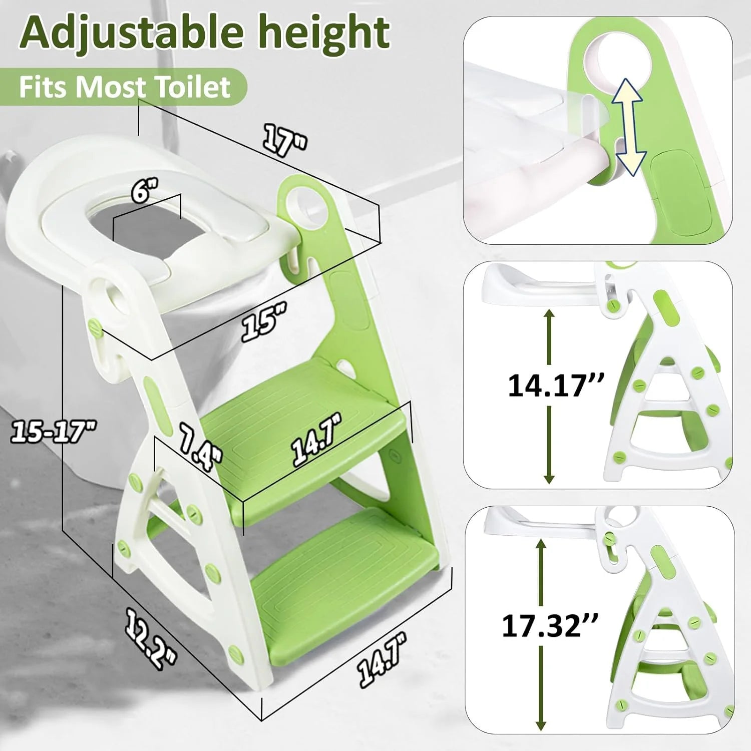 PRIMLECT Potty Training Toilet Seat & Toddler Step Stool - Light Green