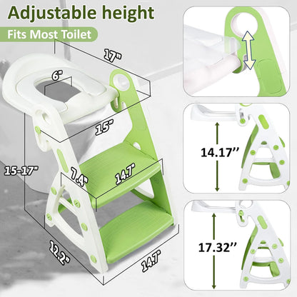 PRIMLECT Potty Training Toilet Seat & Toddler Step Stool - Light Green