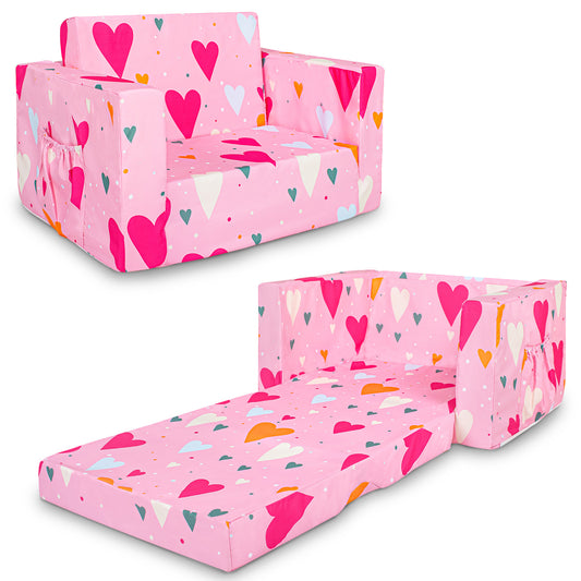 PRIMLECT Kids Sofa-Pink Hearts