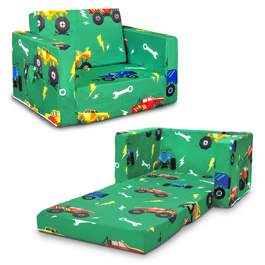 PRIMLECT Kids Sofa-Green Cars