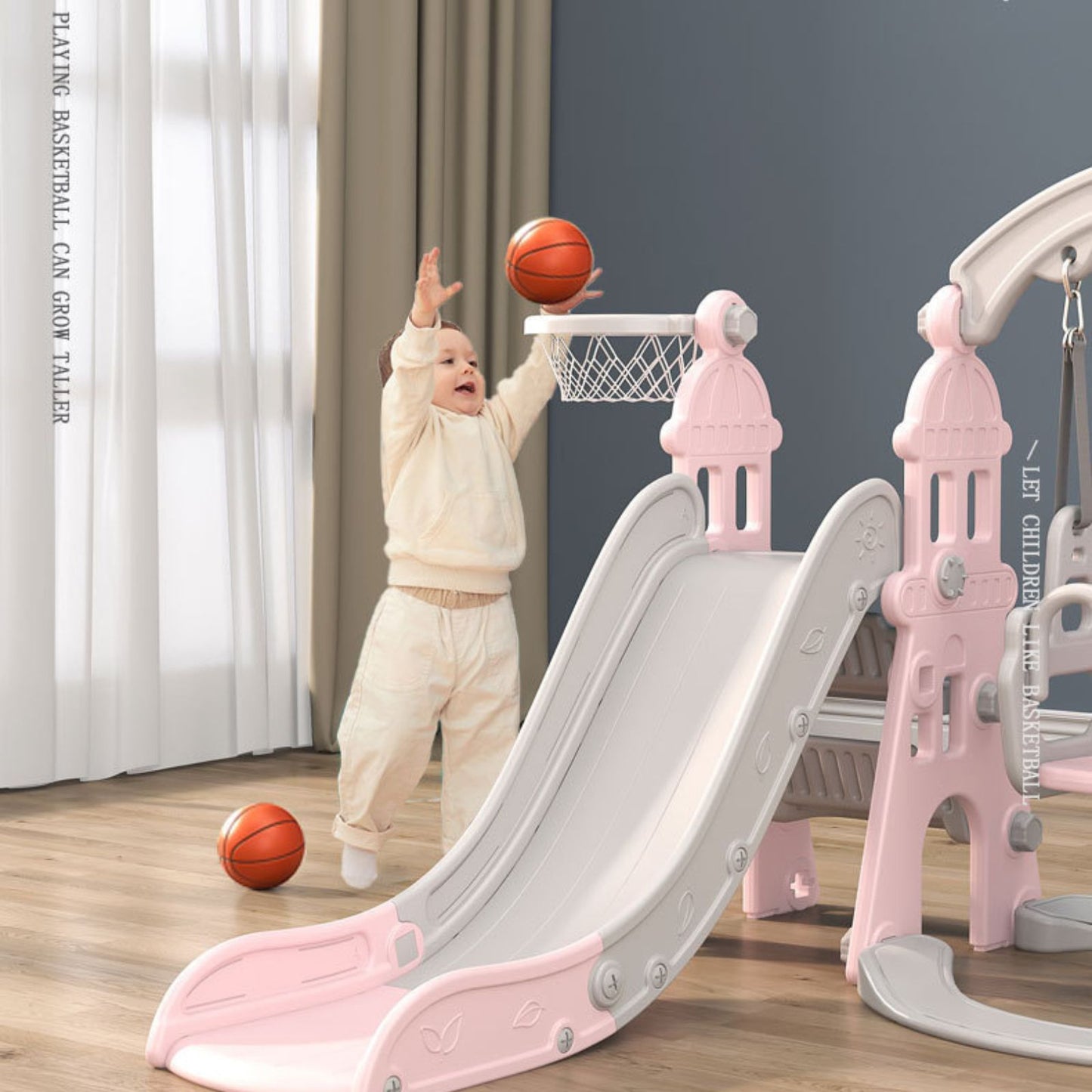 PRIMLECT 5-in-1 Toddler Slide and Swing Set