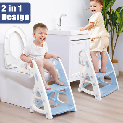 PRIMLECT Potty Training Toilet Seat & Toddler Step Stool - Light Blue