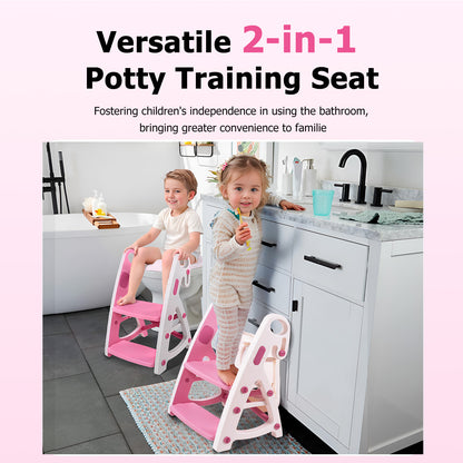 PRIMLECT Potty Training Toilet Seat & Toddler Step Stool - Pink