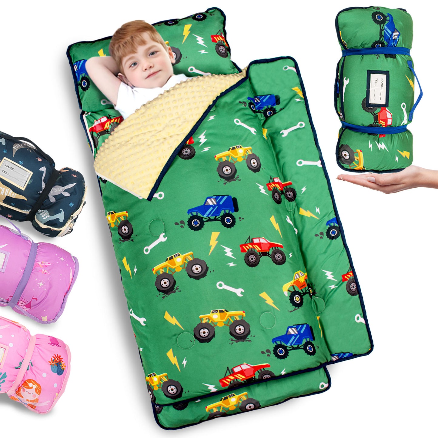 PRIMLECT Nap Mat with Removable Blanket - Green Car