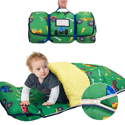 PRIMLECT Nap Mat with Removable Blanket - Green Car