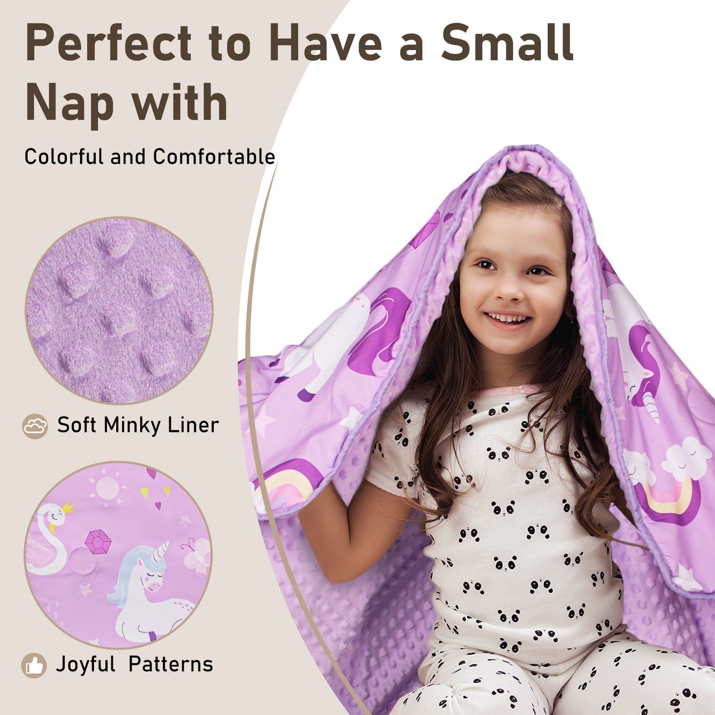 PRIMLECT Nap Mat with Removable Blanket - Lilac Unicorn