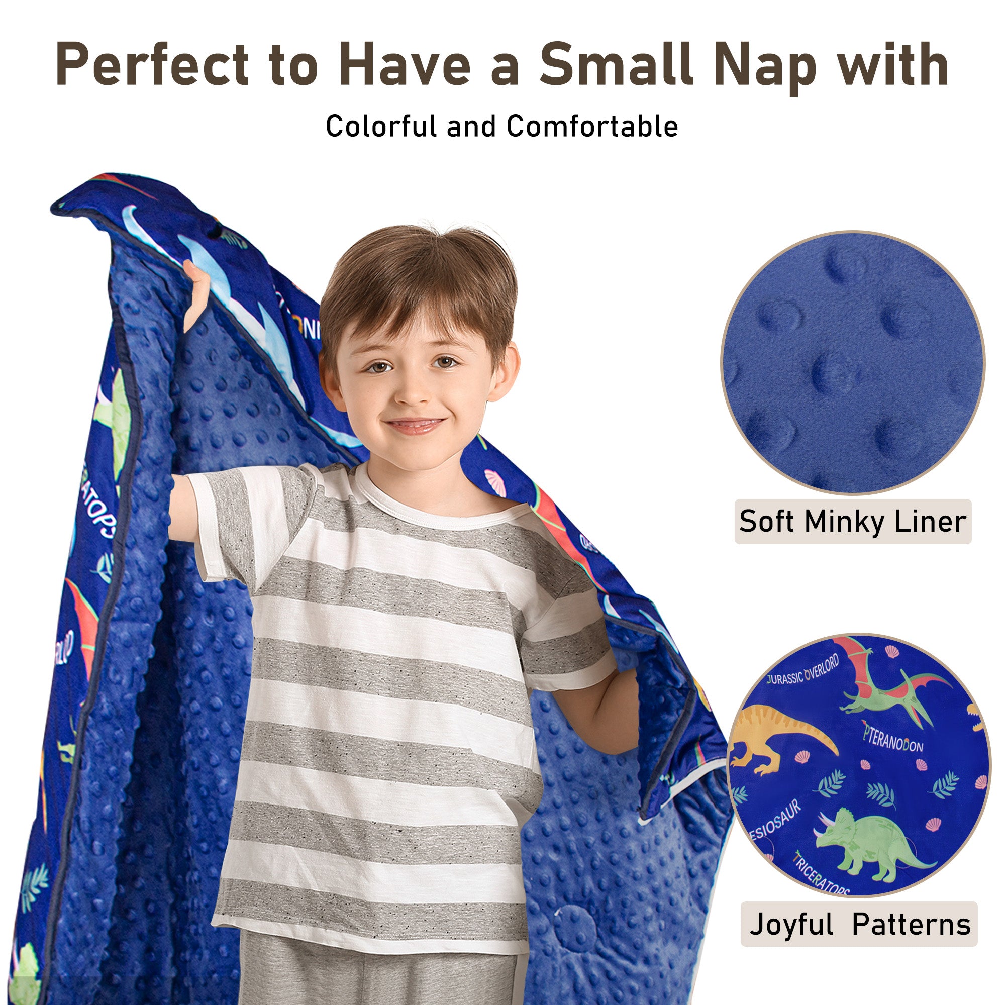 PRIMLECT Nap Mat with Removable Blanket - Blue Dinosaur