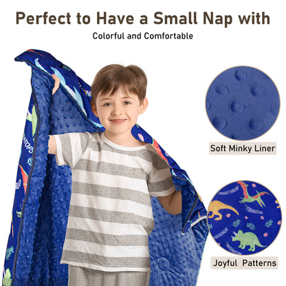 PRIMLECT Nap Mat with Removable Blanket - Blue Dinosaur