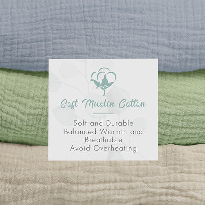 PRIMLECT Muslin Changing Pad Cover-Green White Blue