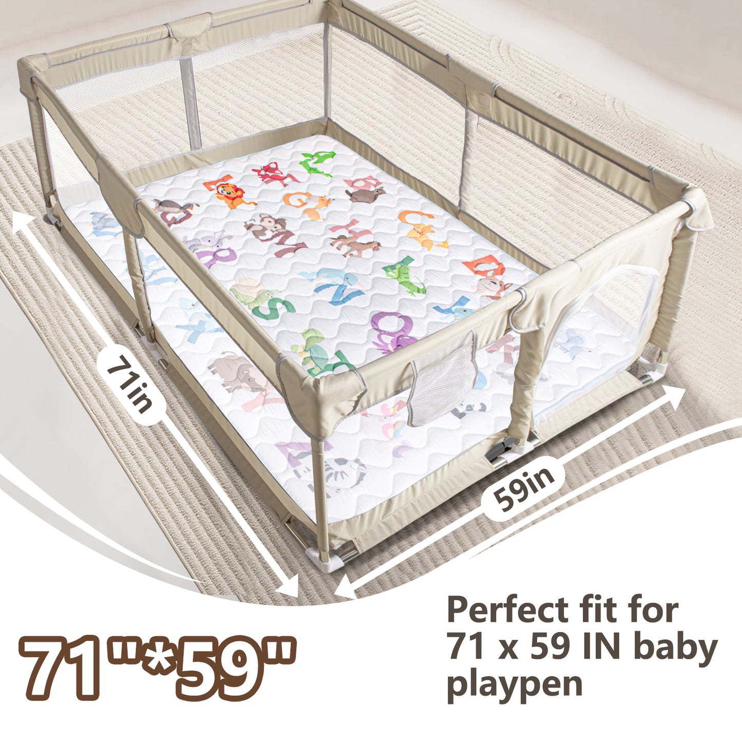 PRIMLECT Large-Sized Play Mat 71"x 59" - Animal Alphabet
