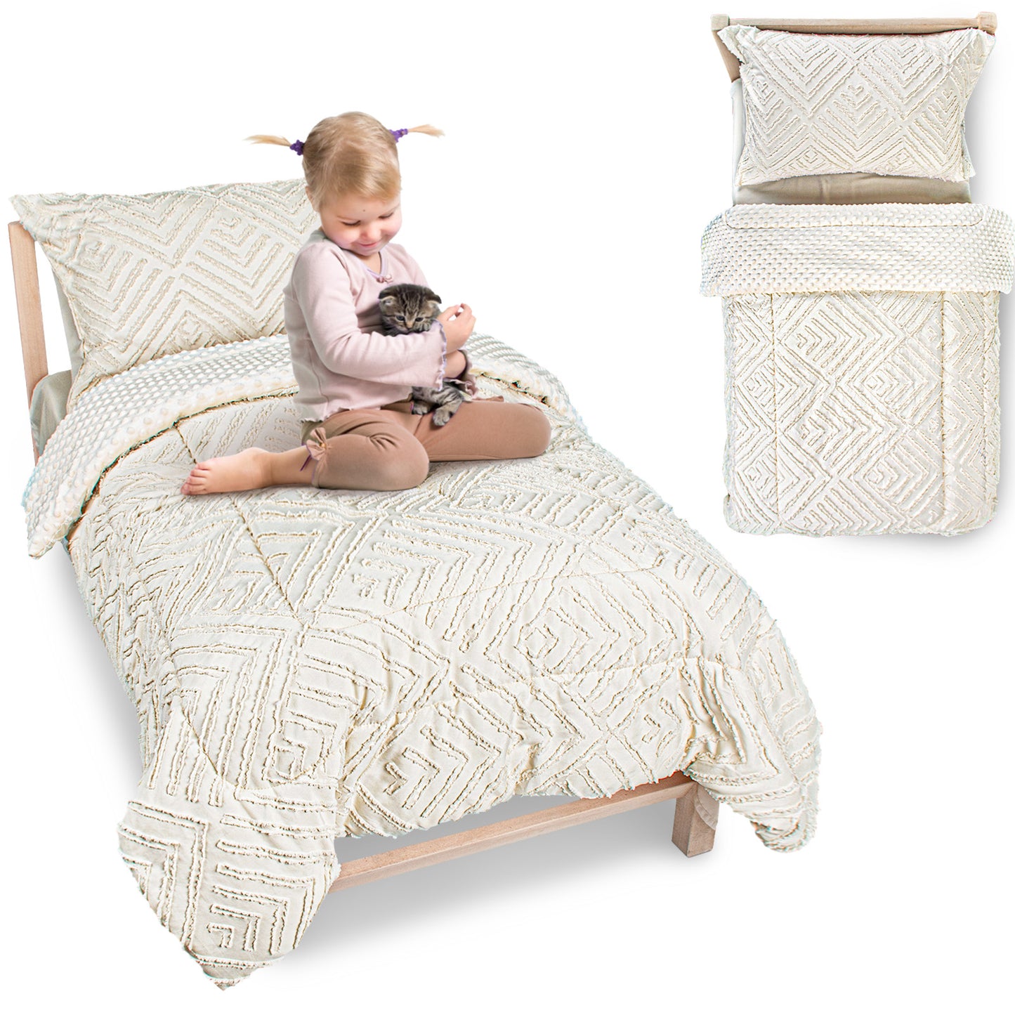 Primlect Baby Crib Bedding Set for Boy Girls-Solid Color Pattern