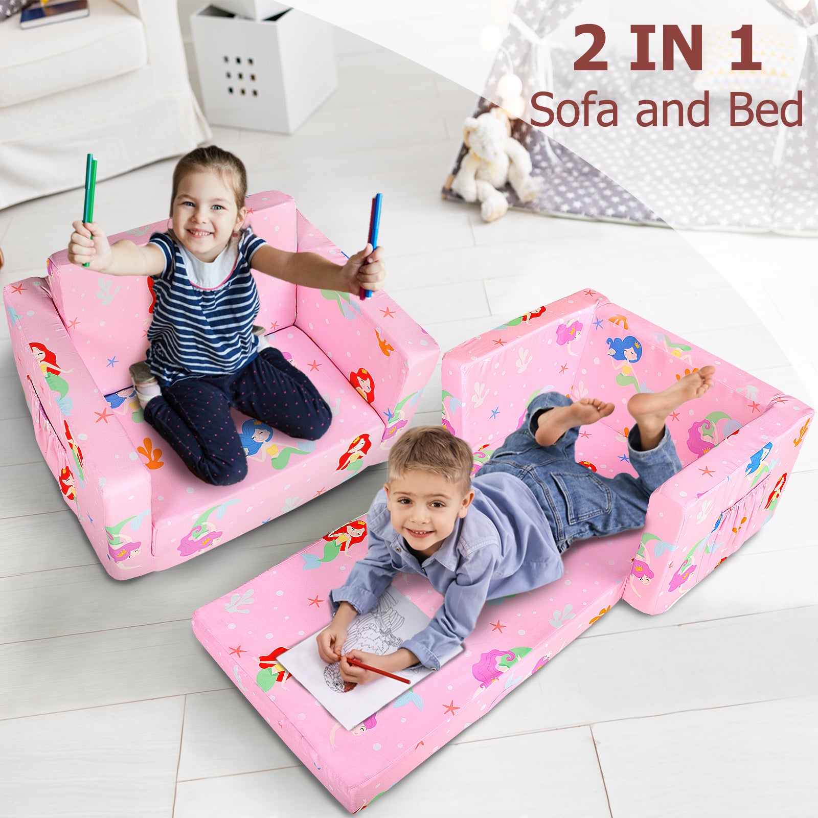 PRIMLECT Kids Sofa - Pink mermaid