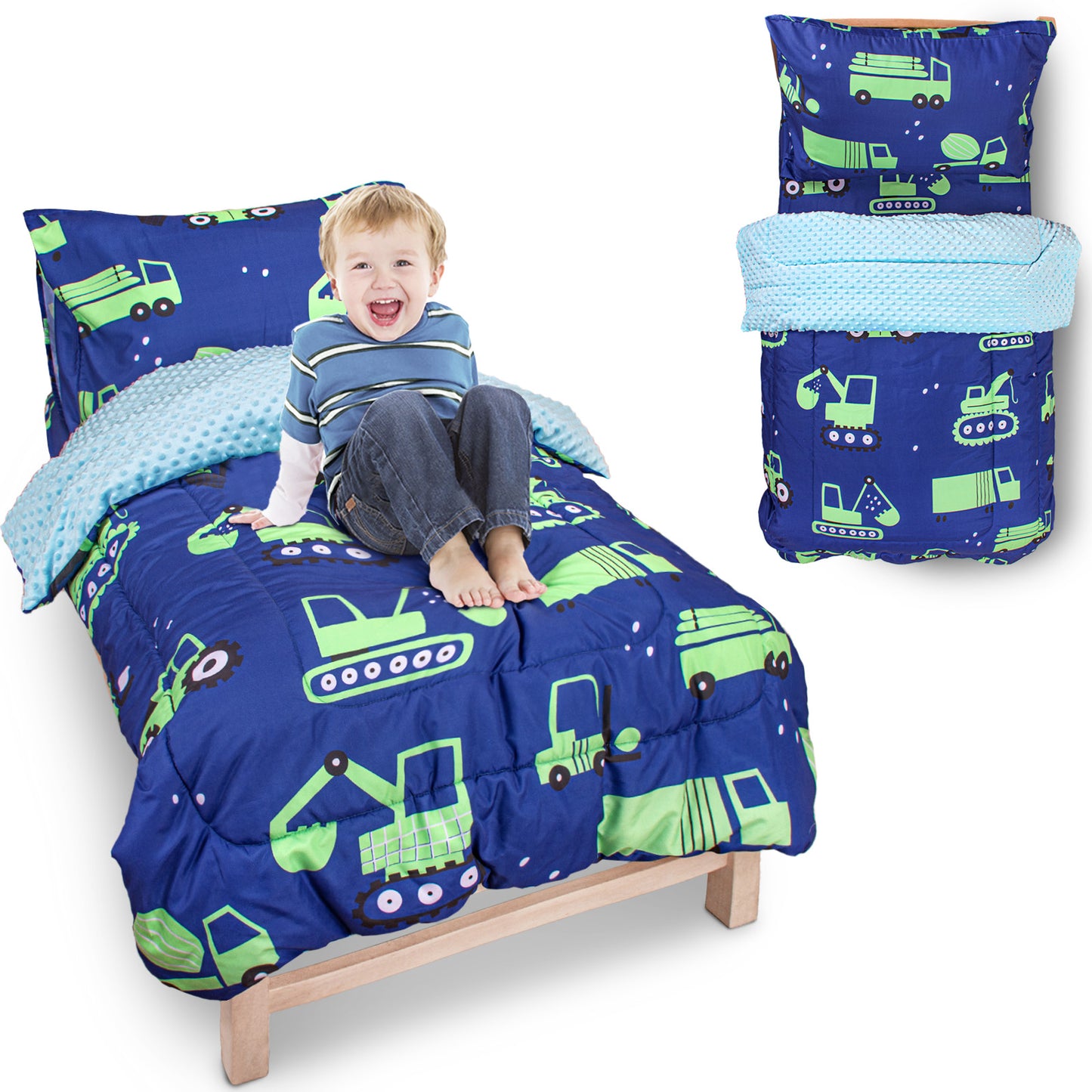 Primlect Baby Crib Bedding Set for Boy Girls-Green Cars